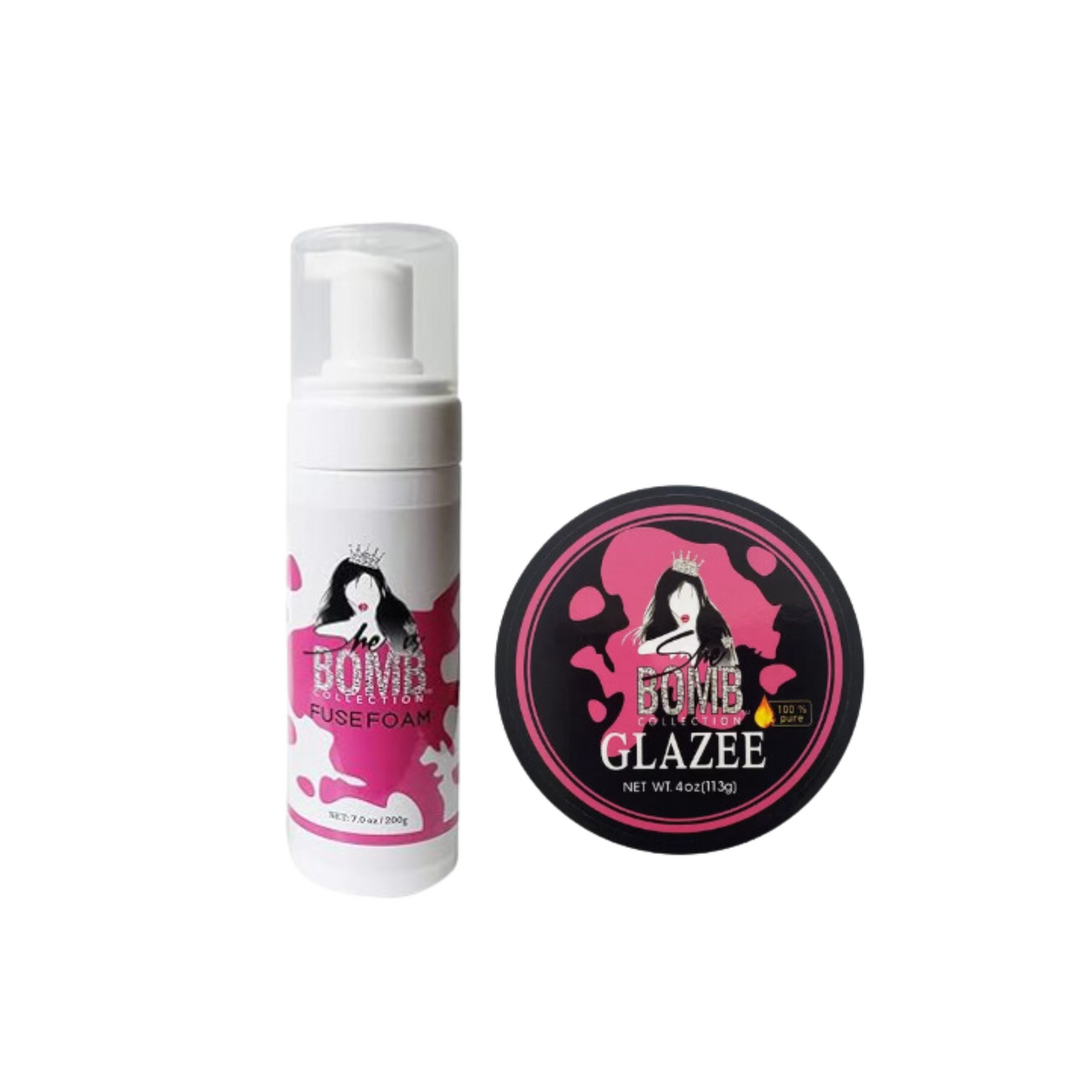 She Is Bomb Defined Curls Hold Bundle – Includes Glazee and Fuse Foam for sleek edges, sculpted styles, and a glossy finish.