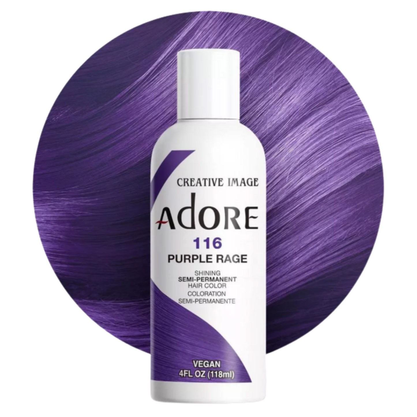 Adore 116 Purple Rage 4oz semi-permanent hair dye product bottle