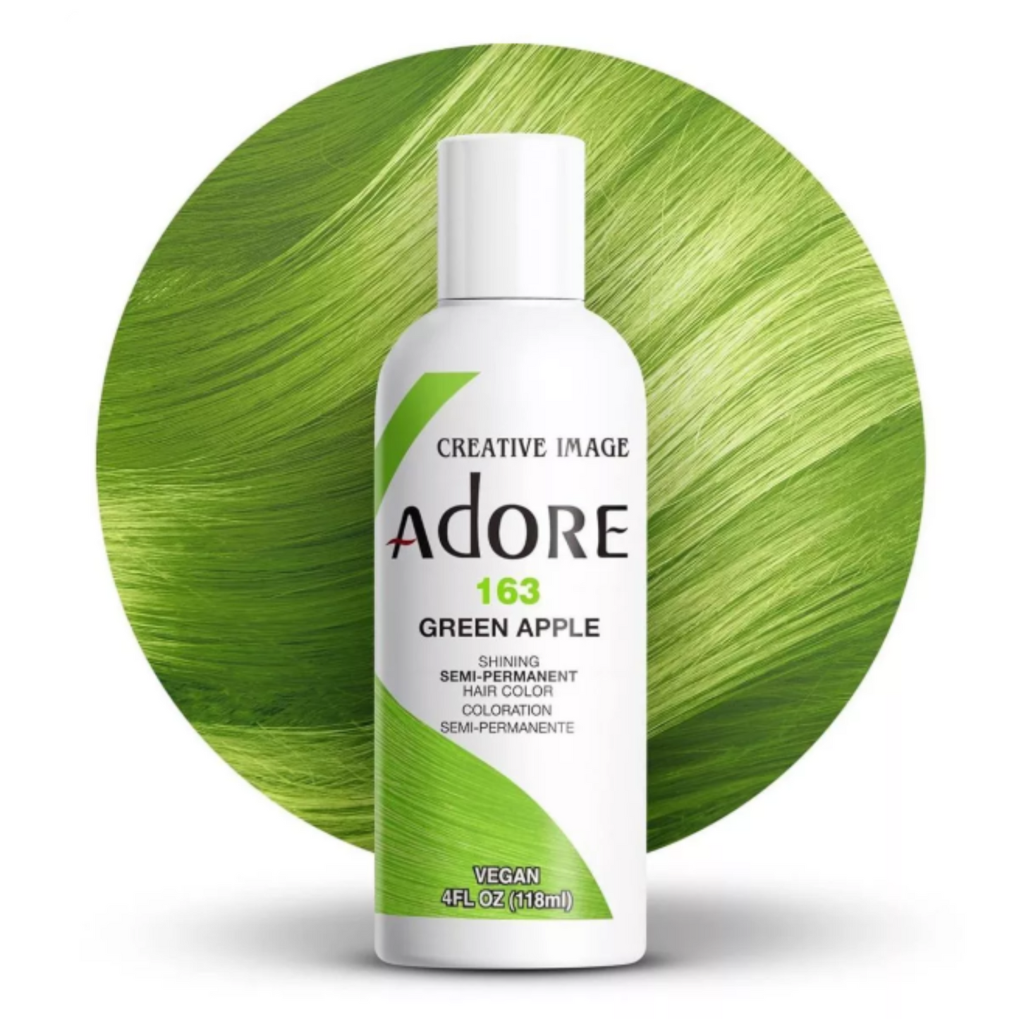 Adore 163 Green Apple 4oz semi-permanent hair dye product bottle