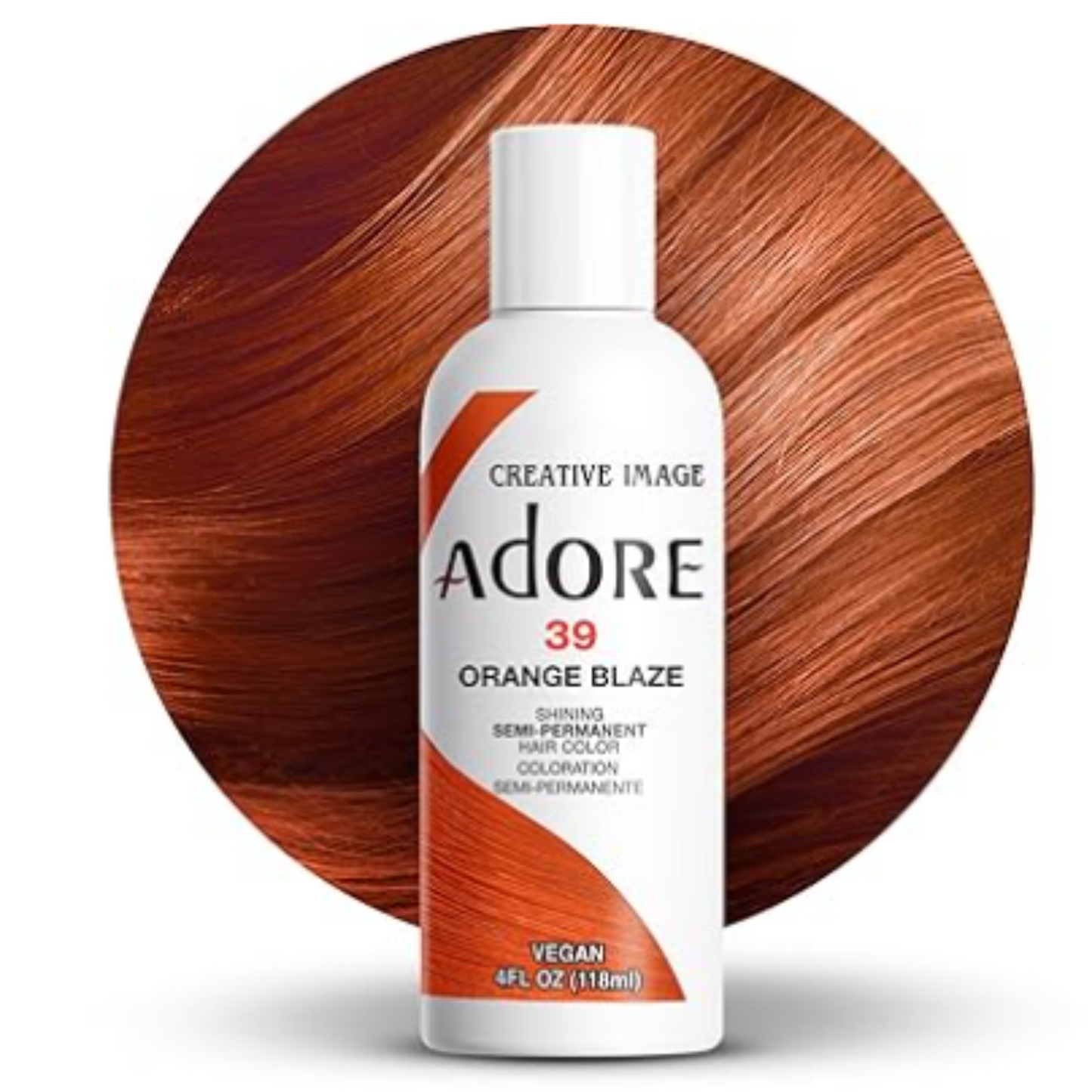 Adore 39 Orange Blaze 4oz semi-permanent hair dye product bottle