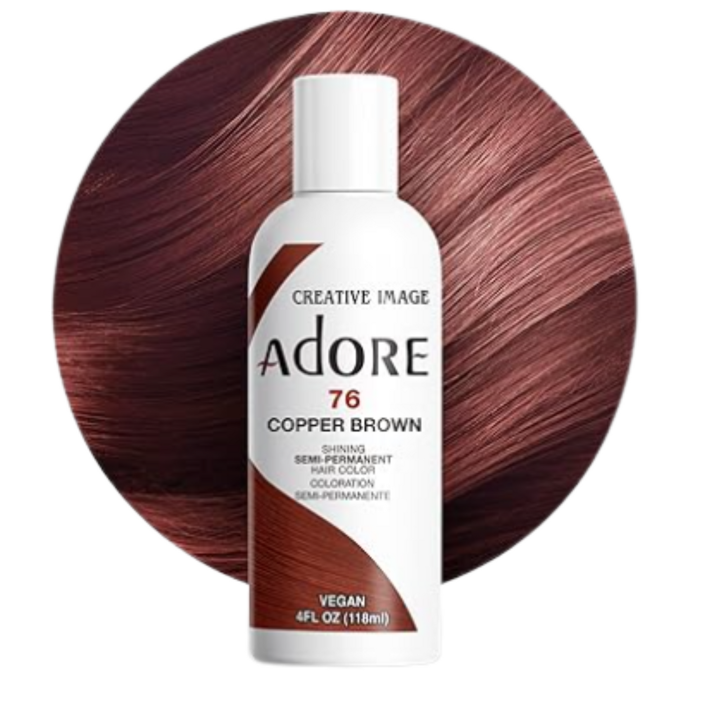 Adore 76 Copper Brown 4oz semi-permanent hair dye product bottle