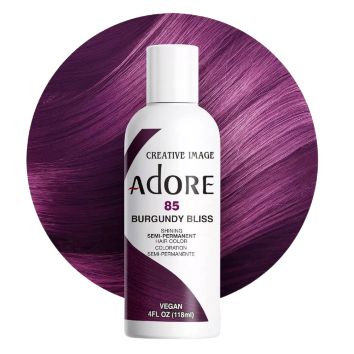 Adore 85 Burgundy Bliss semi-permanent hair dye front bottle