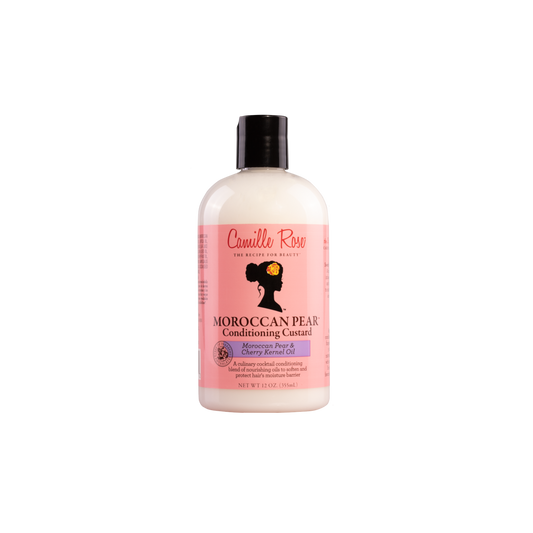 Camille Rose Moroccan Pear Conditioning Custard – A rich, nourishing conditioner infused with Moroccan pear and argan oil to deeply hydrate and restore moisture.
