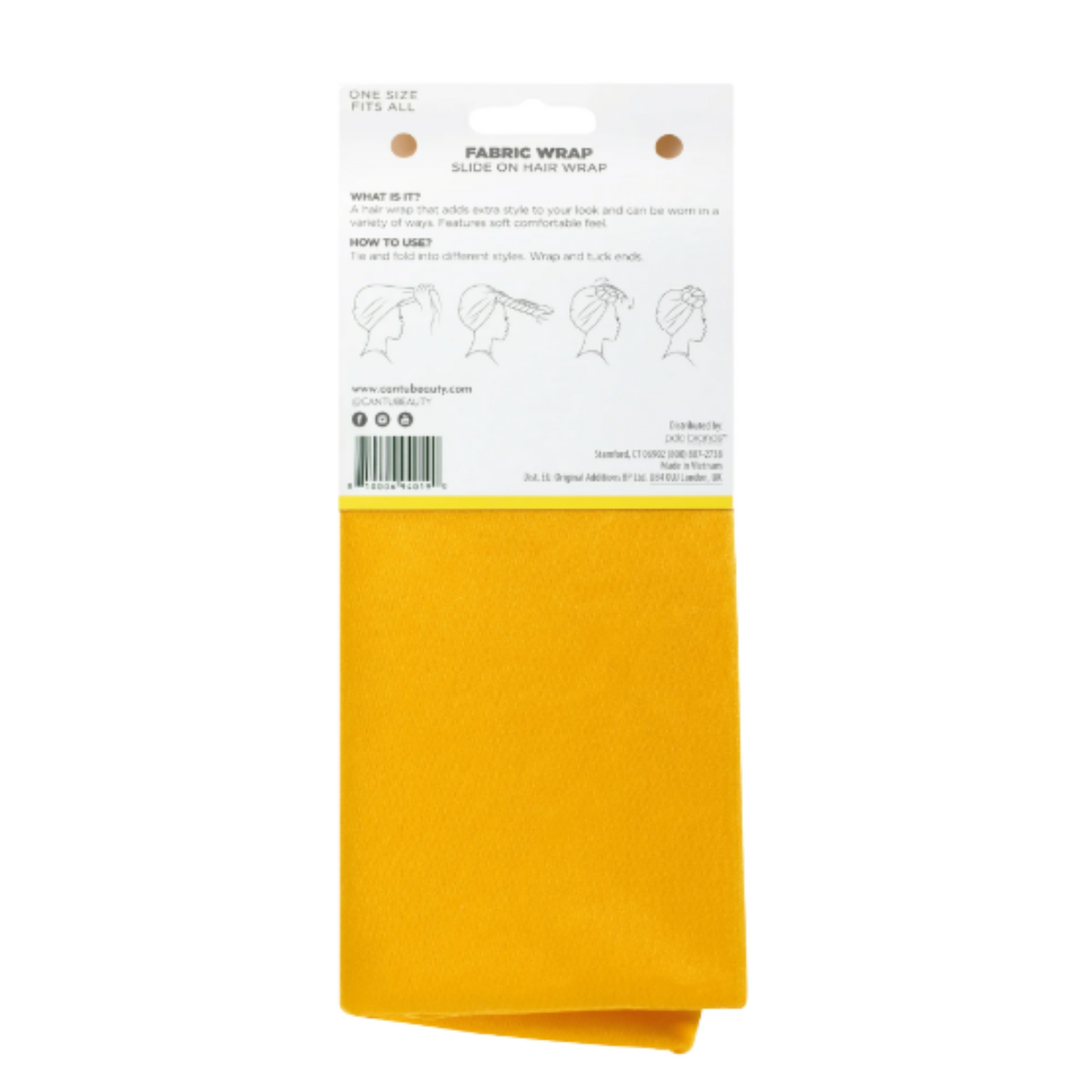 Cantu Extra Large Yellow Headwrap in vibrant yellow, ideal for full hair coverage and stylish wrapping options.
