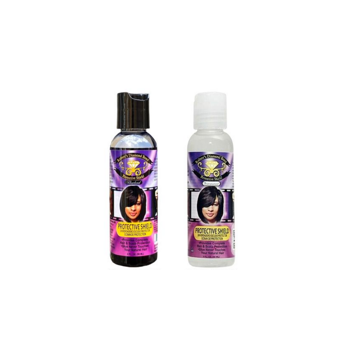 Protect natural hair during quick weaves with Robert's Diamond Bond Protective Shield Kharkoal 8 oz, available at Youzuri Beauty Supply.