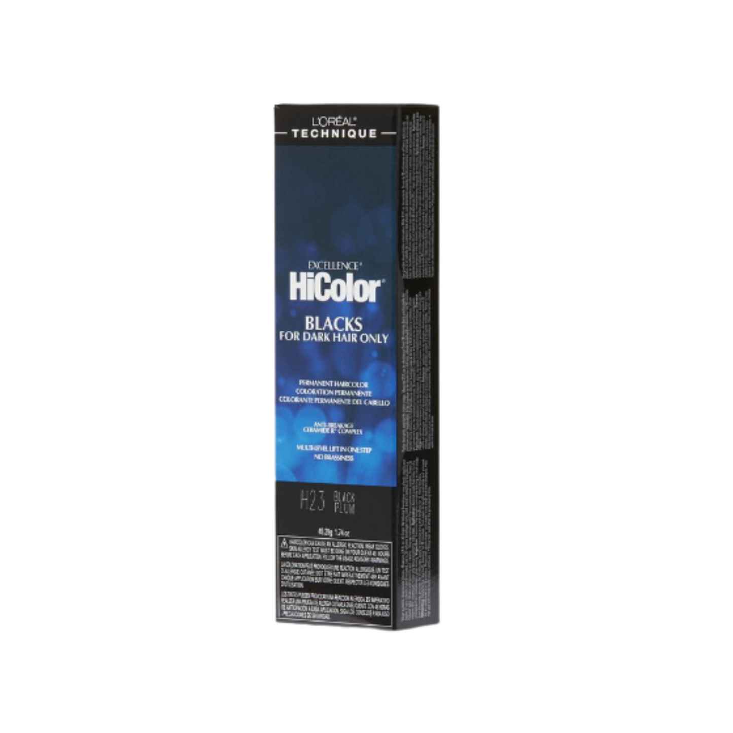 L'Oreal HiColor Black Plum H23 for vibrant plum hair color on dark hair.