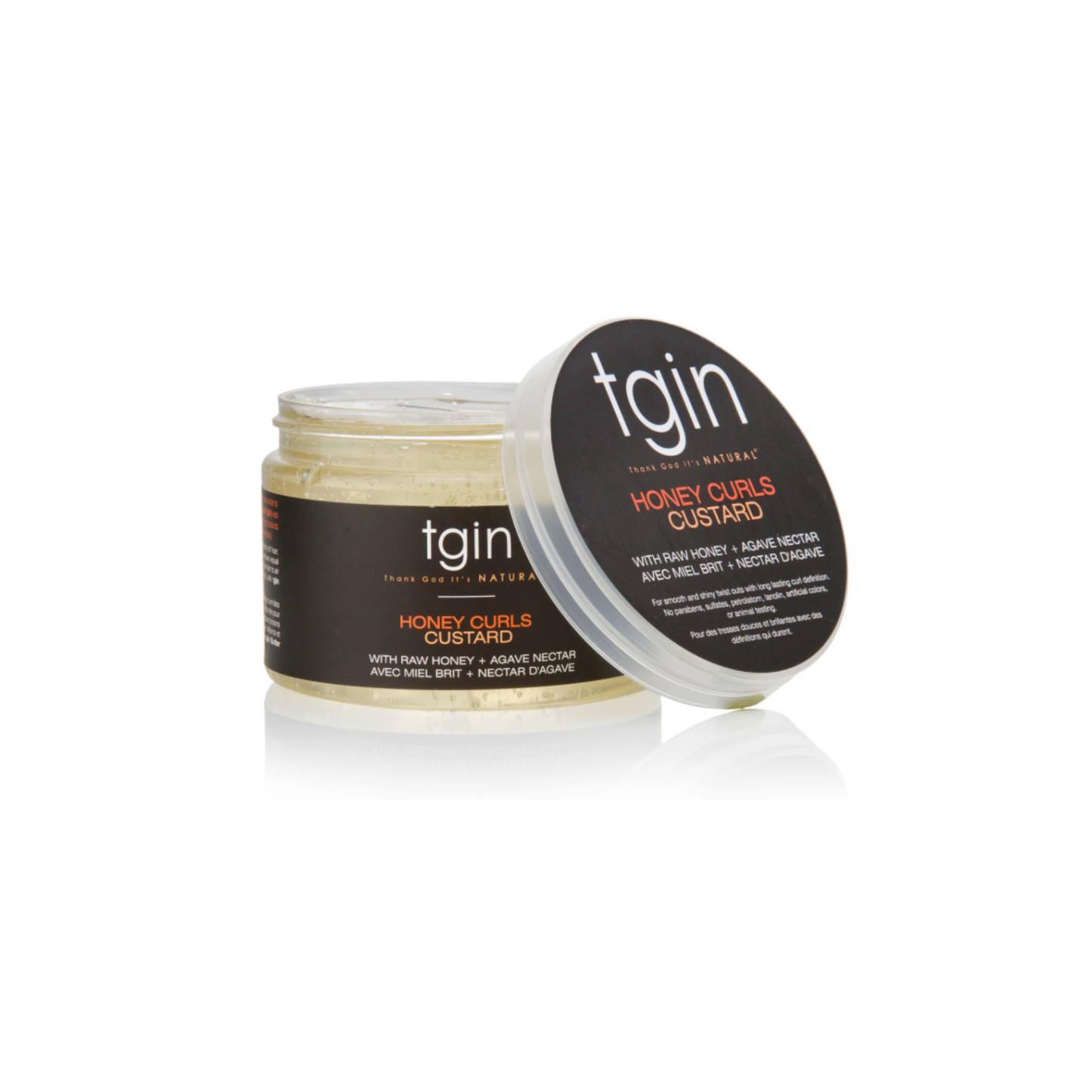 TGIN Honey Curls Custard – A rich styling custard infused with honey and aloe vera to define curls, control frizz, and provide lasting moisture and shine.