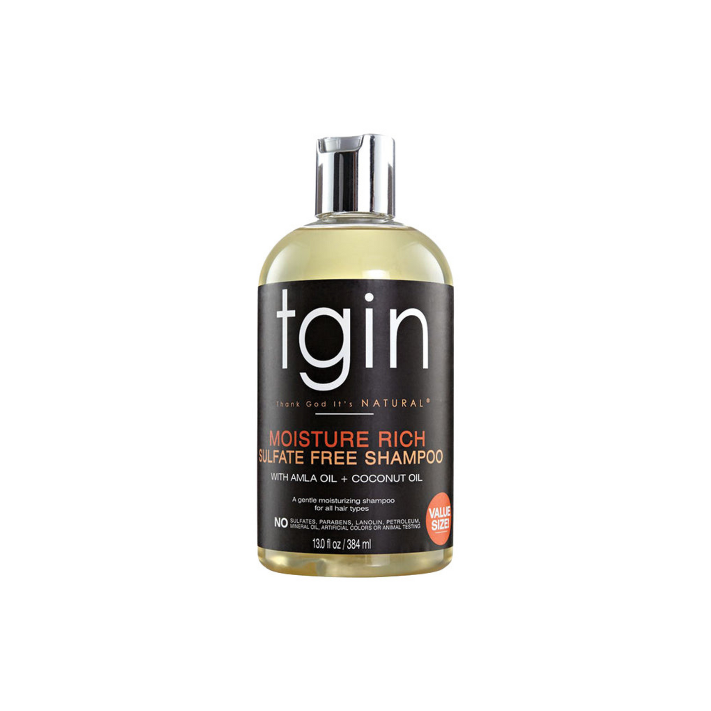 TGIN Moisture Rich Sulfate-Free Shampoo – A gentle, sulfate-free cleanser infused with aloe vera and coconut oil to cleanse and hydrate without stripping moisture.