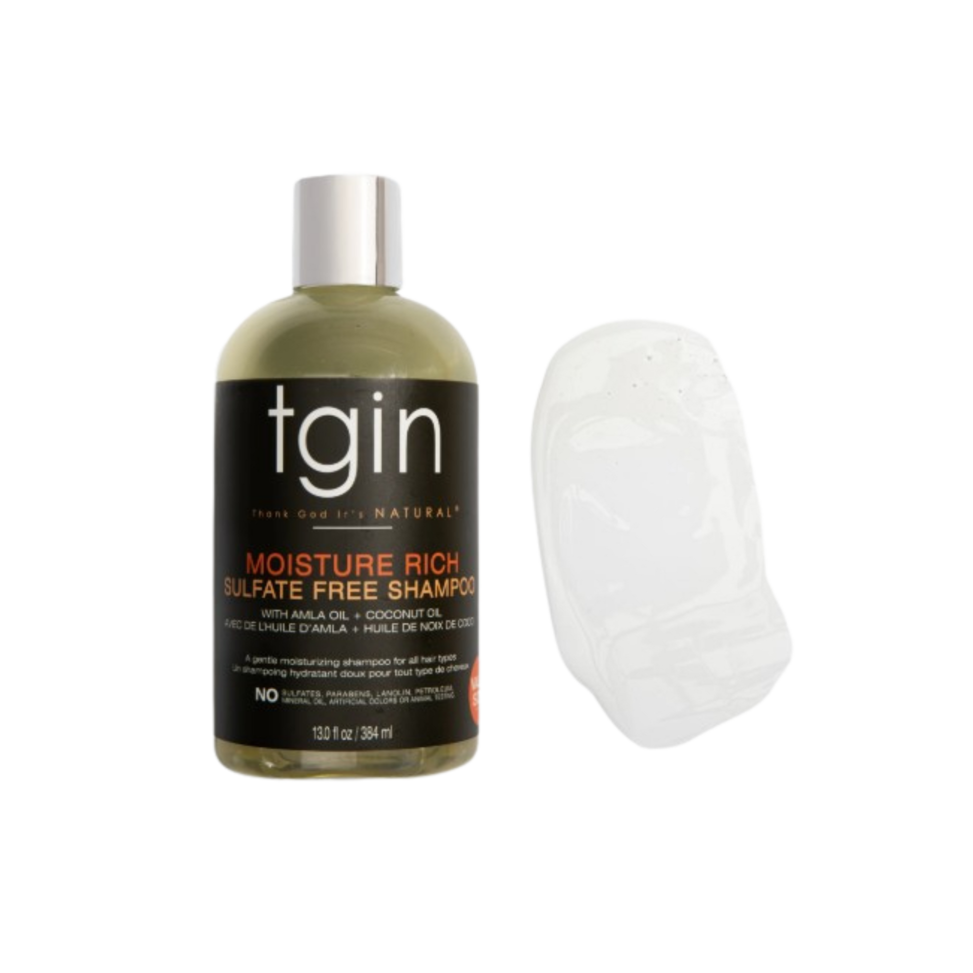TGIN Moisture Rich Sulfate-Free Shampoo – A gentle, sulfate-free cleanser infused with aloe vera and coconut oil to cleanse and hydrate without stripping moisture.