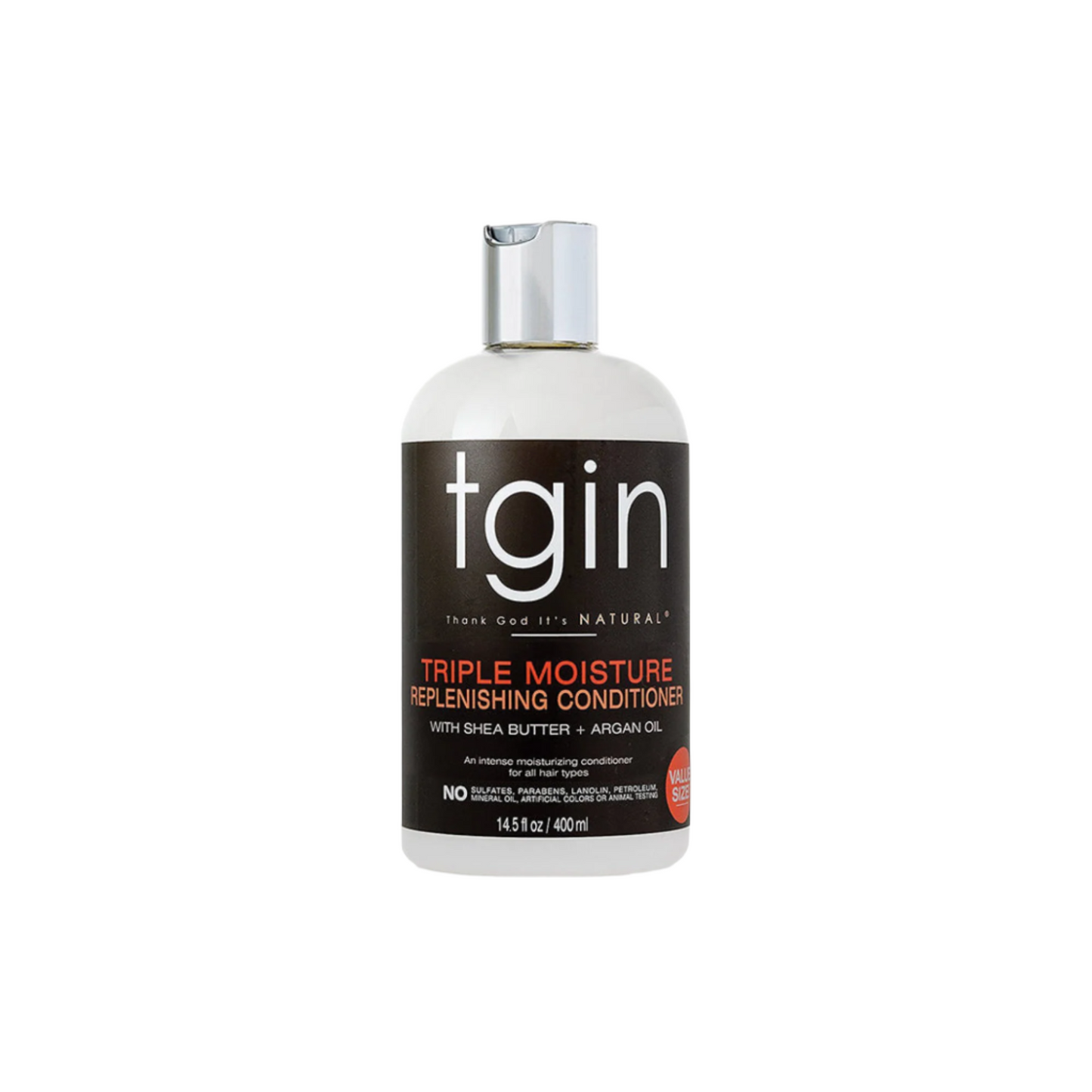 TGIN Triple Moisture Replenishing Conditioner – A deeply hydrating conditioner infused with shea butter and argan oil to soften, strengthen, and nourish hair.