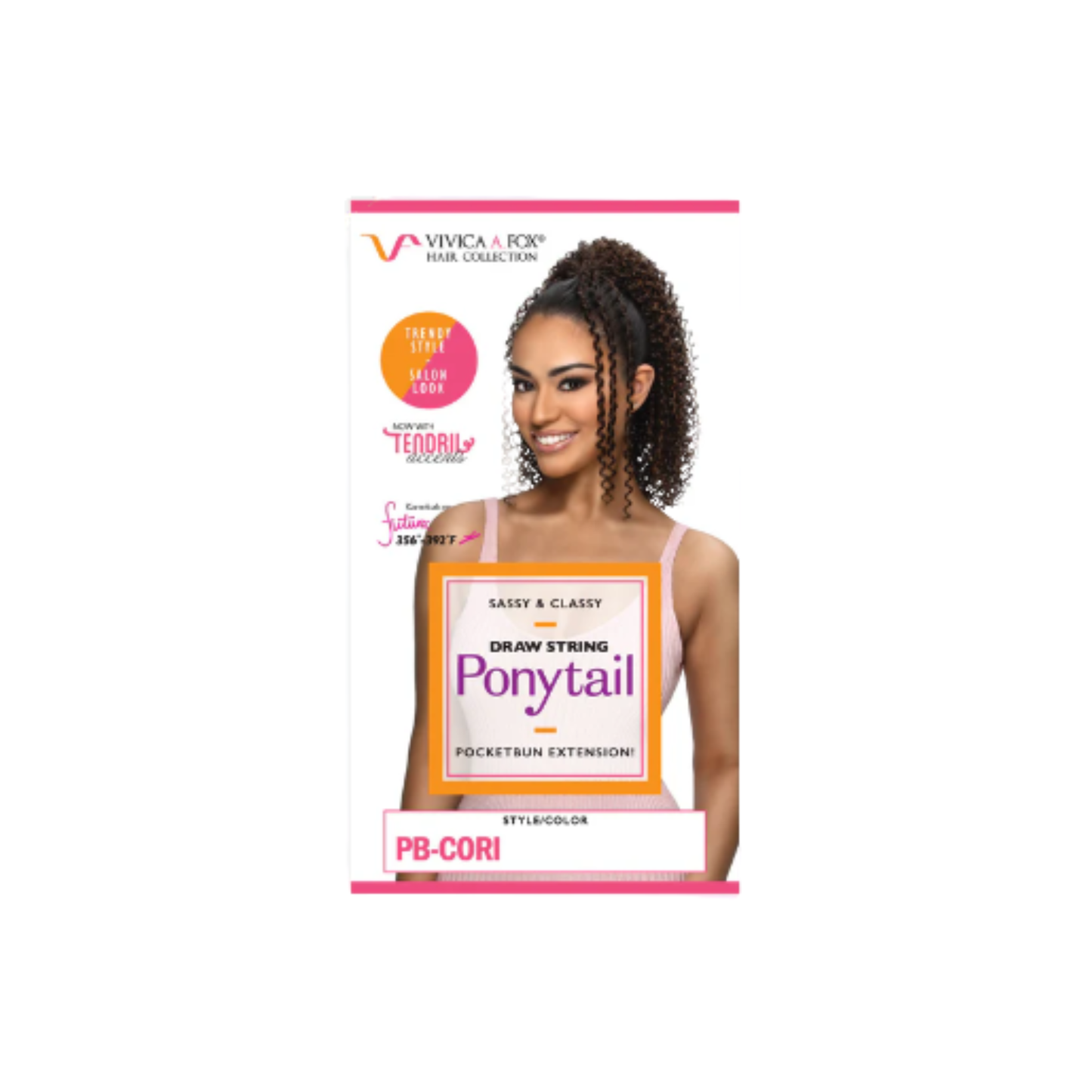 Vivica A. Fox Pocket Bun Collection PB-CORI 14 inch Cork Screw curl drawstring ponytail with tendril accents