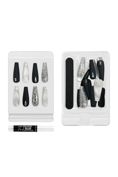 LA Colors WILD TIMES Long Coffin Nail Kit – 24 designer flex-tip nails with nail glue and file for easy application.
