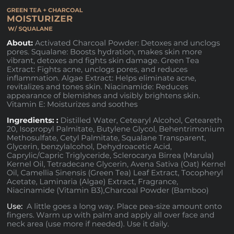 Handsome Supply Green Tea + Charcoal Moisturizer w/Squalane