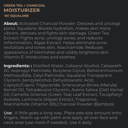 Handsome Supply Green Tea + Charcoal Moisturizer w/Squalane