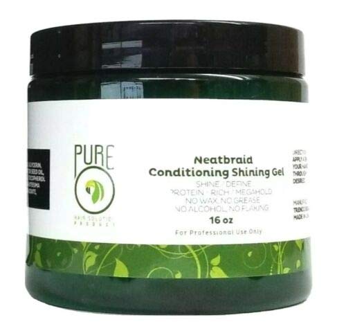 A container of PureO Neatbraid Conditioning Shining Gel, 16 oz size, for professional use.