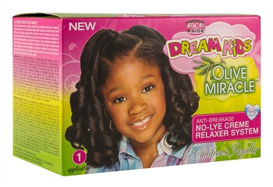 African Pride Dream Kids Olive Miracle No-Lye Relaxer 12 oz for smoothing and straightening children's hair