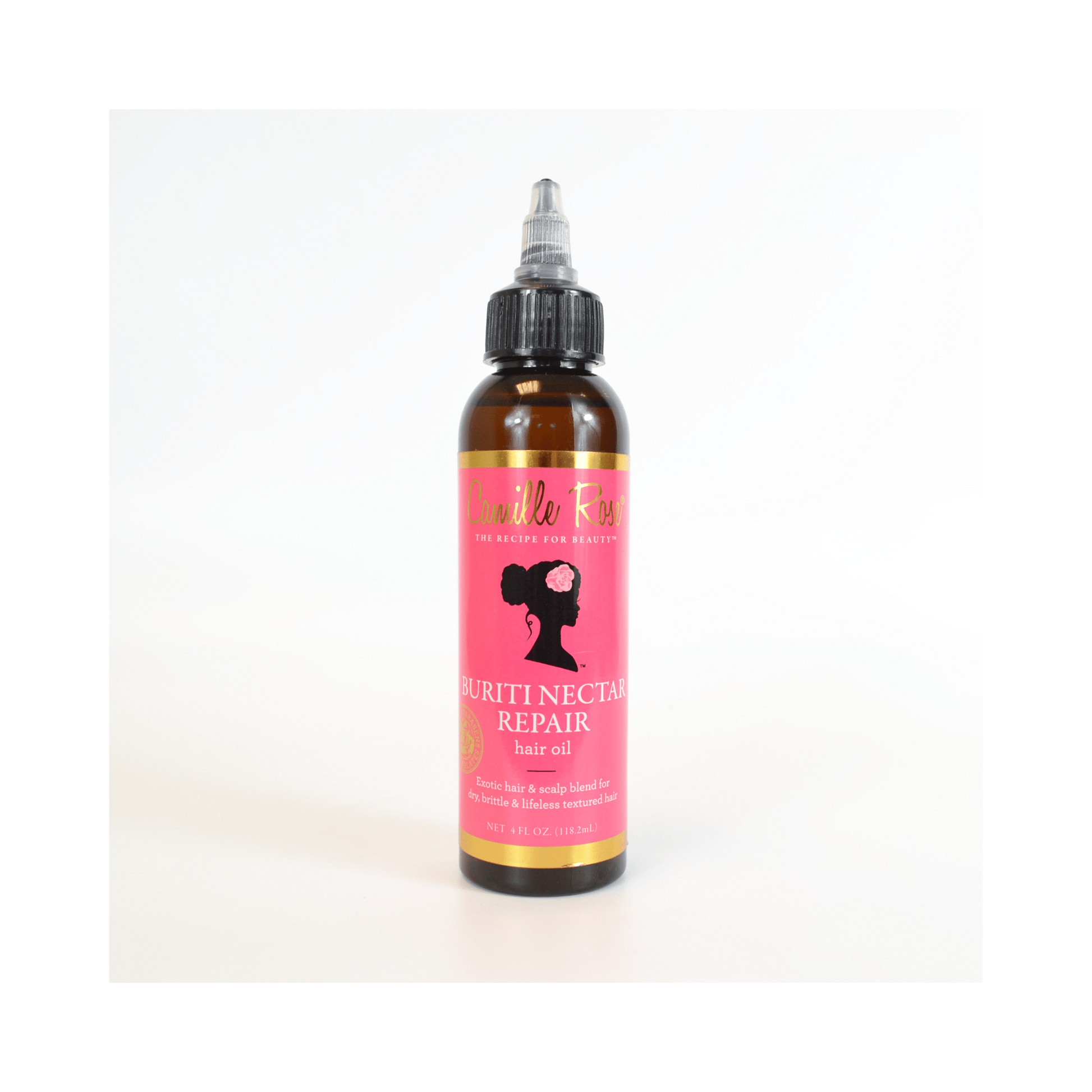 Camille Rose Buriti Nectar Repair Oil – A lightweight, nutrient-rich hair oil infused with buriti and castor oil to nourish, repair, and strengthen strands.