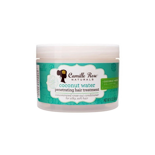 Camille Rose Coconut Water Penetrating Hair Treatment – A deep-conditioning hair mask infused with coconut water and shea butter for intense hydration and strength.