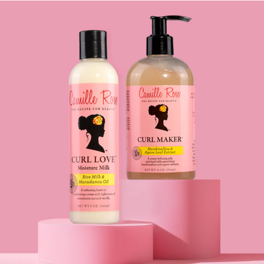 Camille Rose Curl Defining Bundle – Includes Curl Love Moisture Milk and Curl Maker for deep hydration, curl definition, and frizz-free styling.
