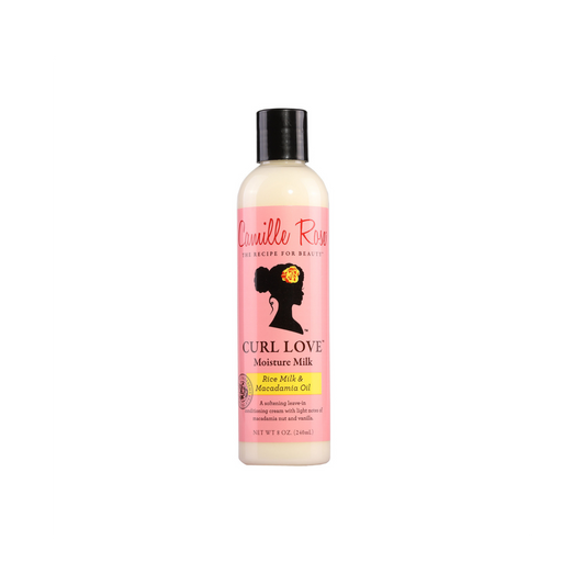 Camille Rose Curl Love Moisture Milk – A lightweight leave-in conditioner enriched with rice milk and macadamia oil for soft, frizz-free curls with lasting hydration.