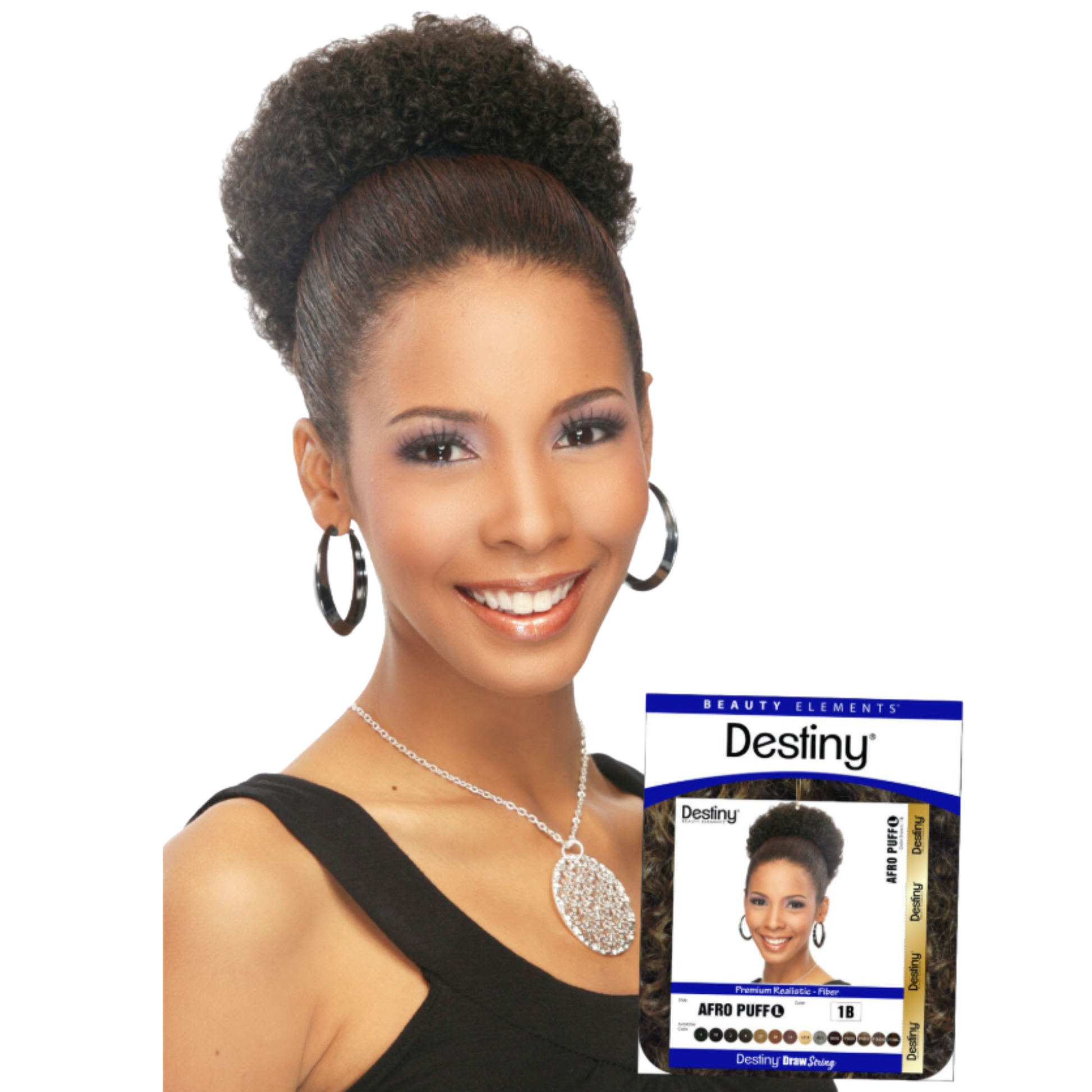 Destiny Afro Puff Drawstring Ponytail Large made with premium realistic fiber for a natural, full afro puff style