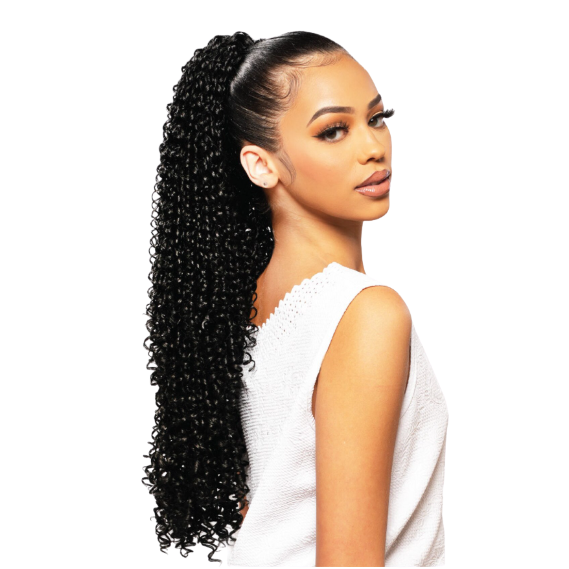 Destiny Drawstring Ponytail High Heat Rebeca 24 inch curly synthetic ponytail with natural shine