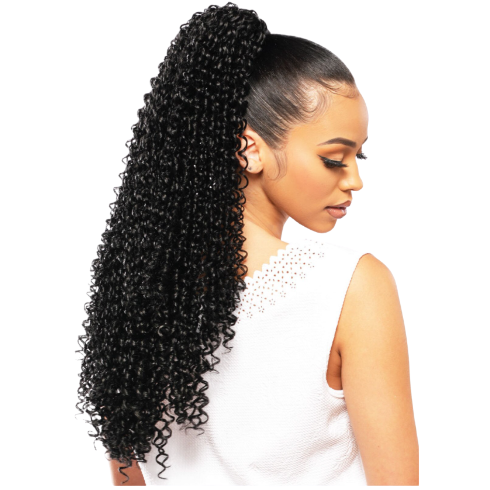 Destiny Drawstring Ponytail High Heat Rebeca 24 inch curly synthetic ponytail with natural shine