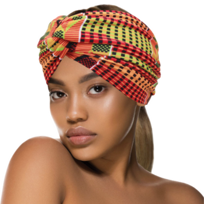 Donna Fashion Headwrap #82139 in soft, stretchy fabric styled on a model's head.