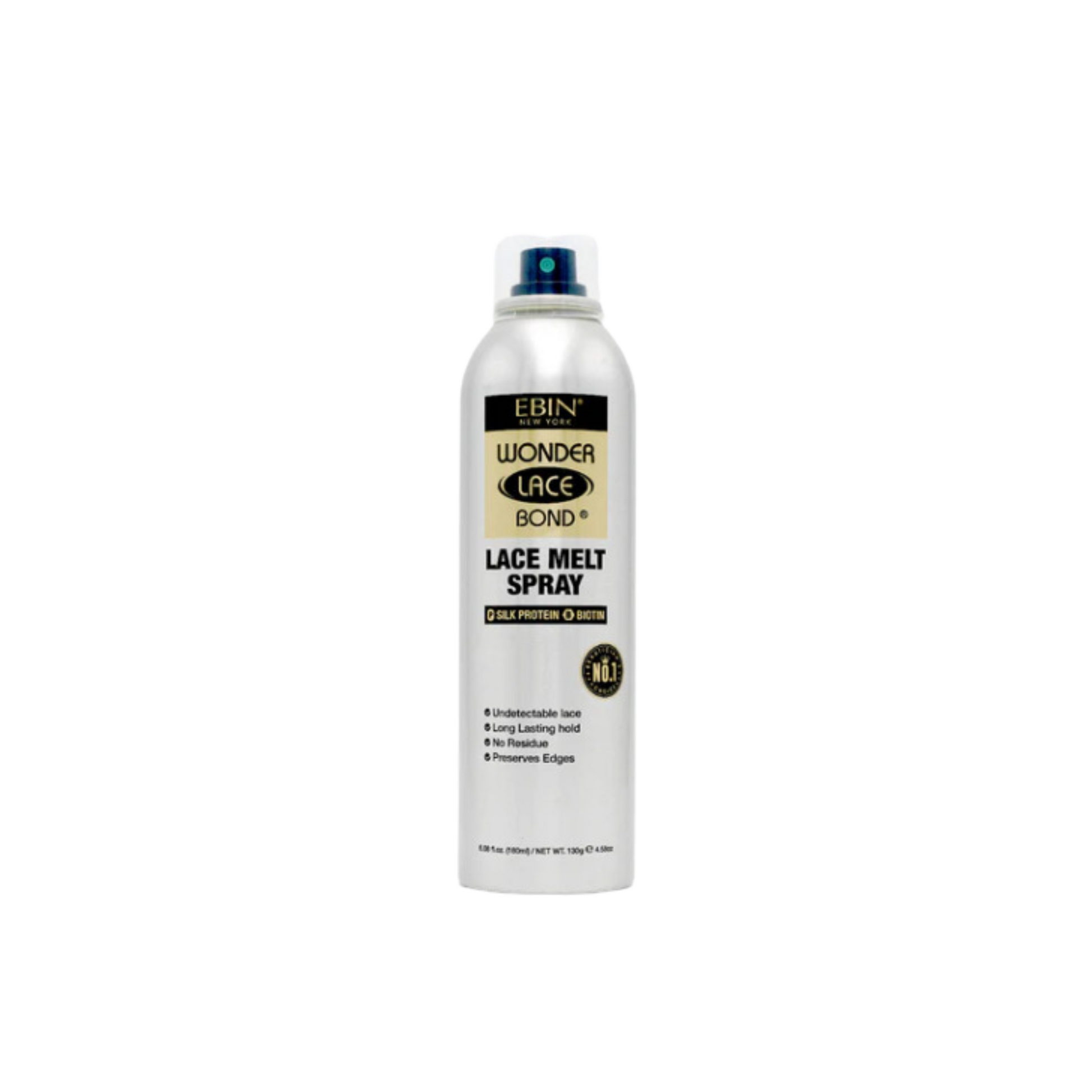 EBIN Wonder Bond Mega Hold Bundle Adhesive Spray Silk Protein 6.08oz – Nourishing lace glue with silk protein for long-lasting, flexible hold.
