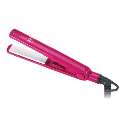 Hot & Hotter pink ceramic mini 5/8 inch flat iron with travel pouch