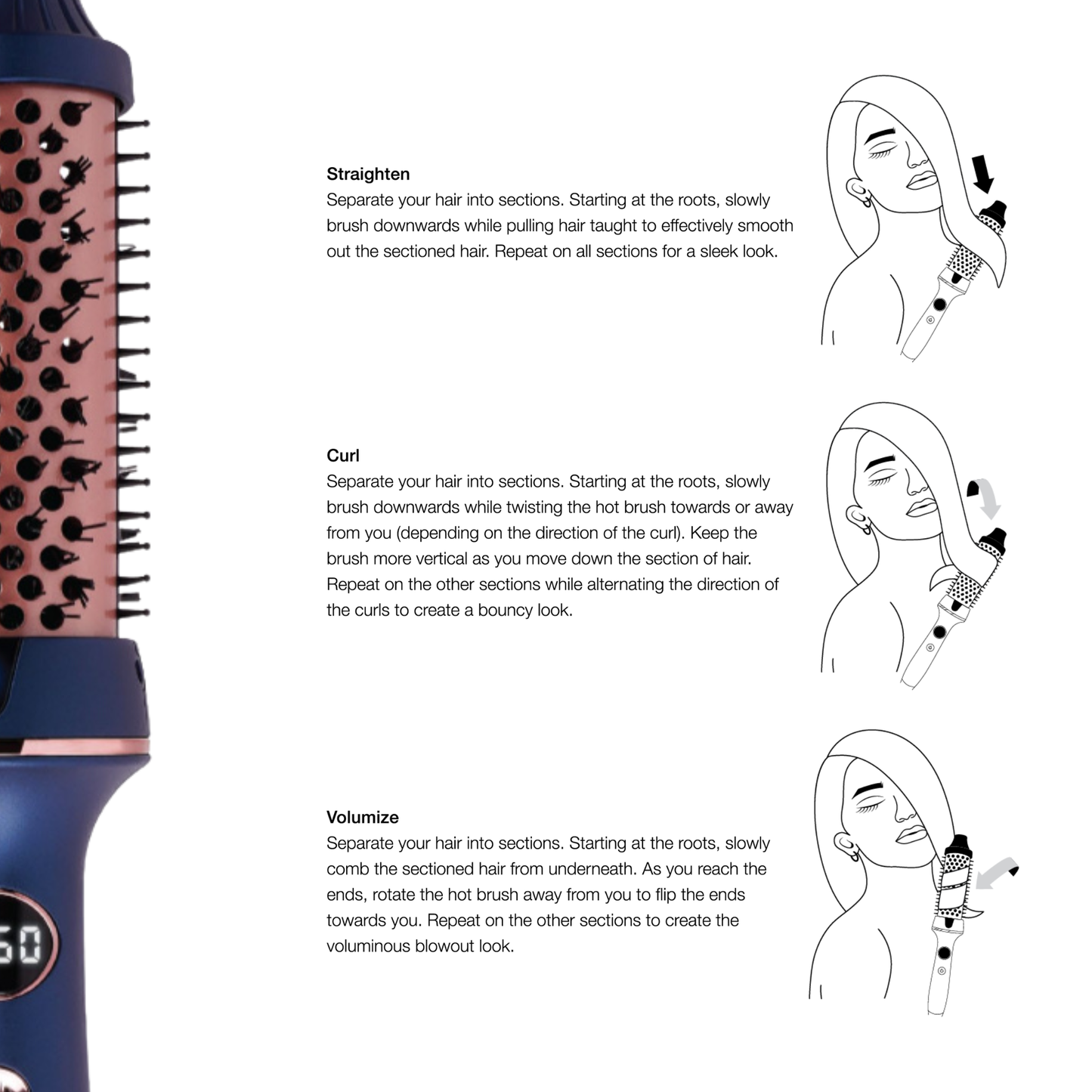 Hot & Hotter Tourmaline Ceramic Digital Hot Styling Brush with tourmaline barrel and digital heat settings 