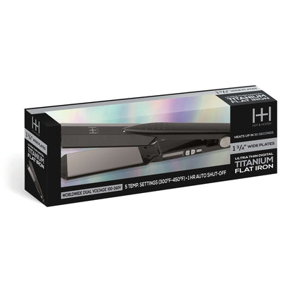 Hot & Hotter Ultra Thin Digital Titanium Flat Iron 1 3/4 Inch with titanium plates and digital heat settings