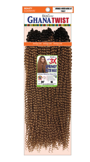 Realistic 3X Ghana Springy Water Wave 24-inch long textured braiding hair