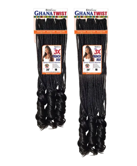 Realistic 3X Ghana Twists French Box 30-inch hair for long French box braid and twist styles