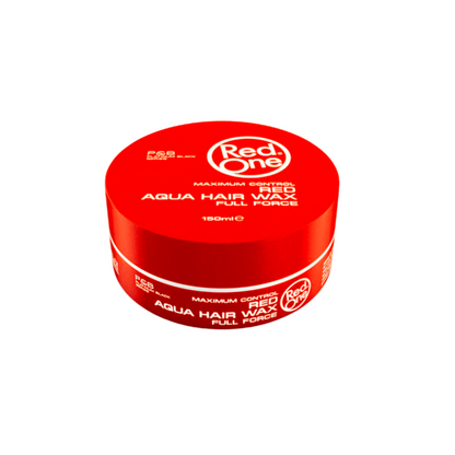 Red One Aqua Hair Wax Full Force 5oz container with sleek, vibrant packaging.