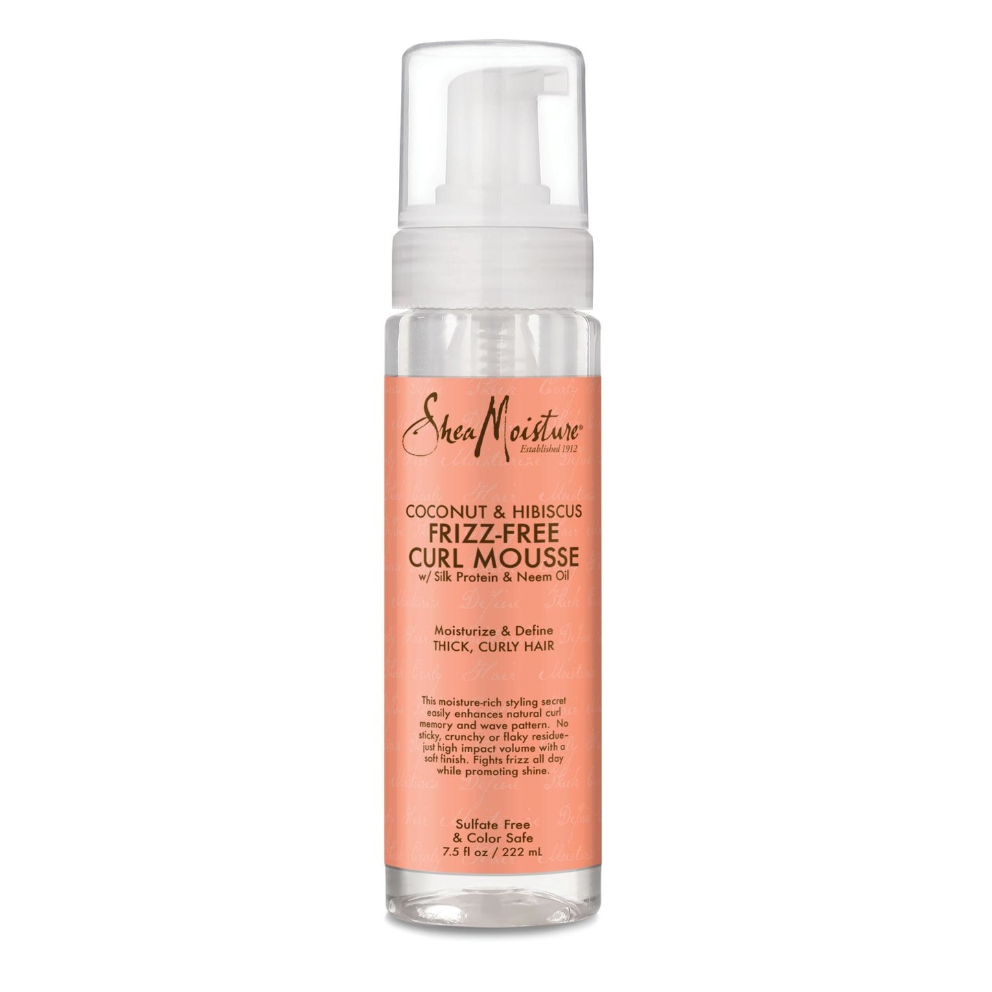 SheaMoisture Curl Mousse Coconut & Hibiscus Mousse 7.5 oz bottle.