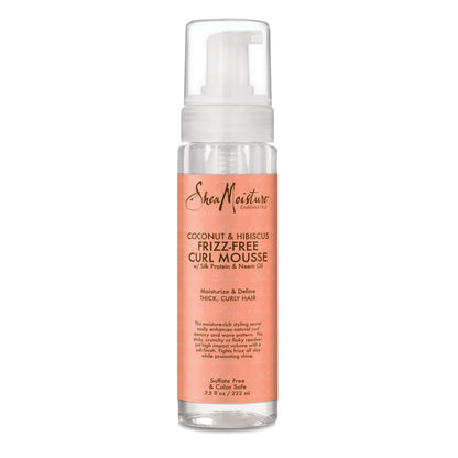 SheaMoisture Curl Mousse Coconut & Hibiscus Mousse 7.5 oz bottle.