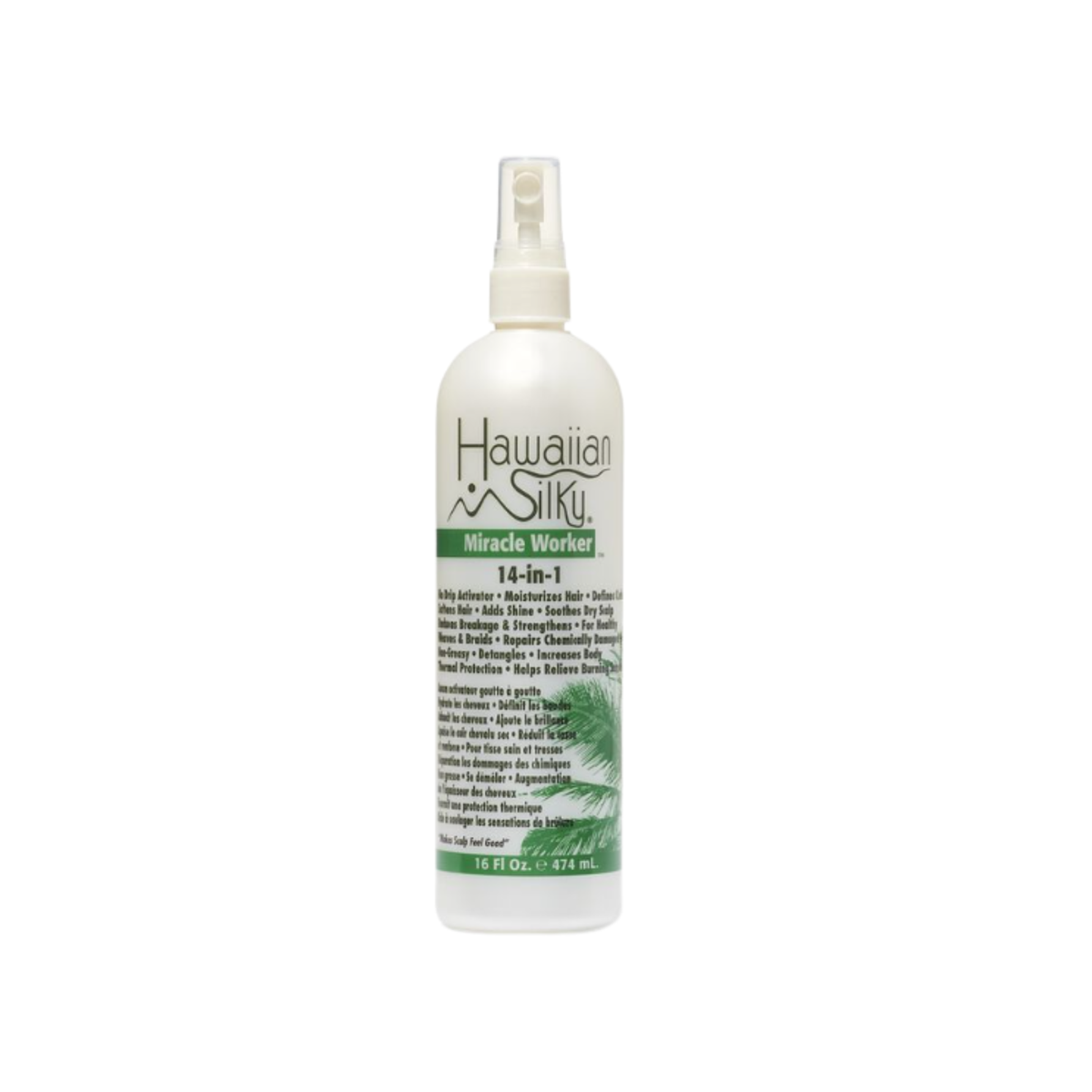 Hawaiian Silky 14 in 1 Miracle Worker 16oz leave-in conditioner and curl activator bottle File name: hawaiian-silky-14-in-1-miracle-worker-16oz.png