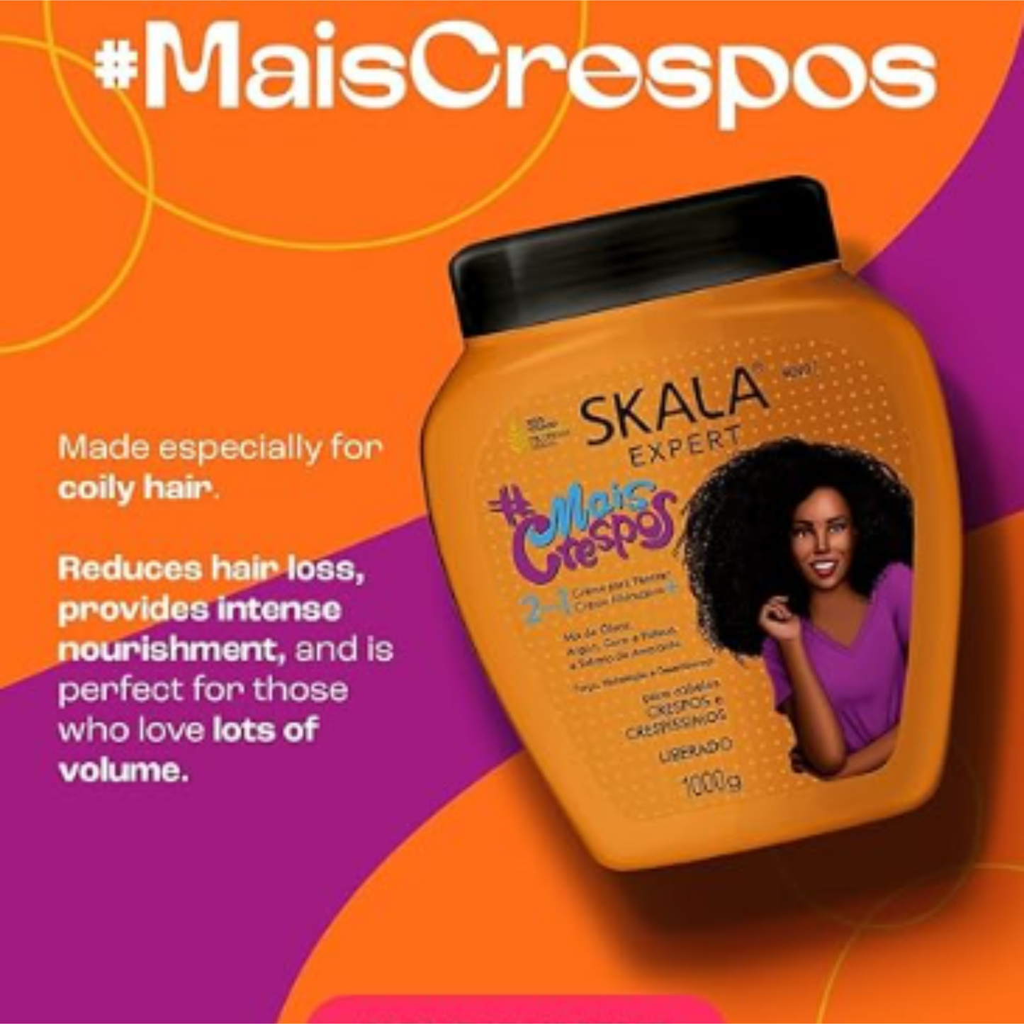 SKALA Expert 2 in 1 Mais Crespos Hair Cream – A curl-defining, moisture-rich treatment and leave-in cream for coily and textured hair.