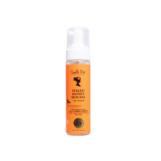 Camille Rose Spiked Honey Mousse 4-in-1 Styler – A lightweight, honey-infused styling mousse for defined, frizz-free curls with hydration and hold.