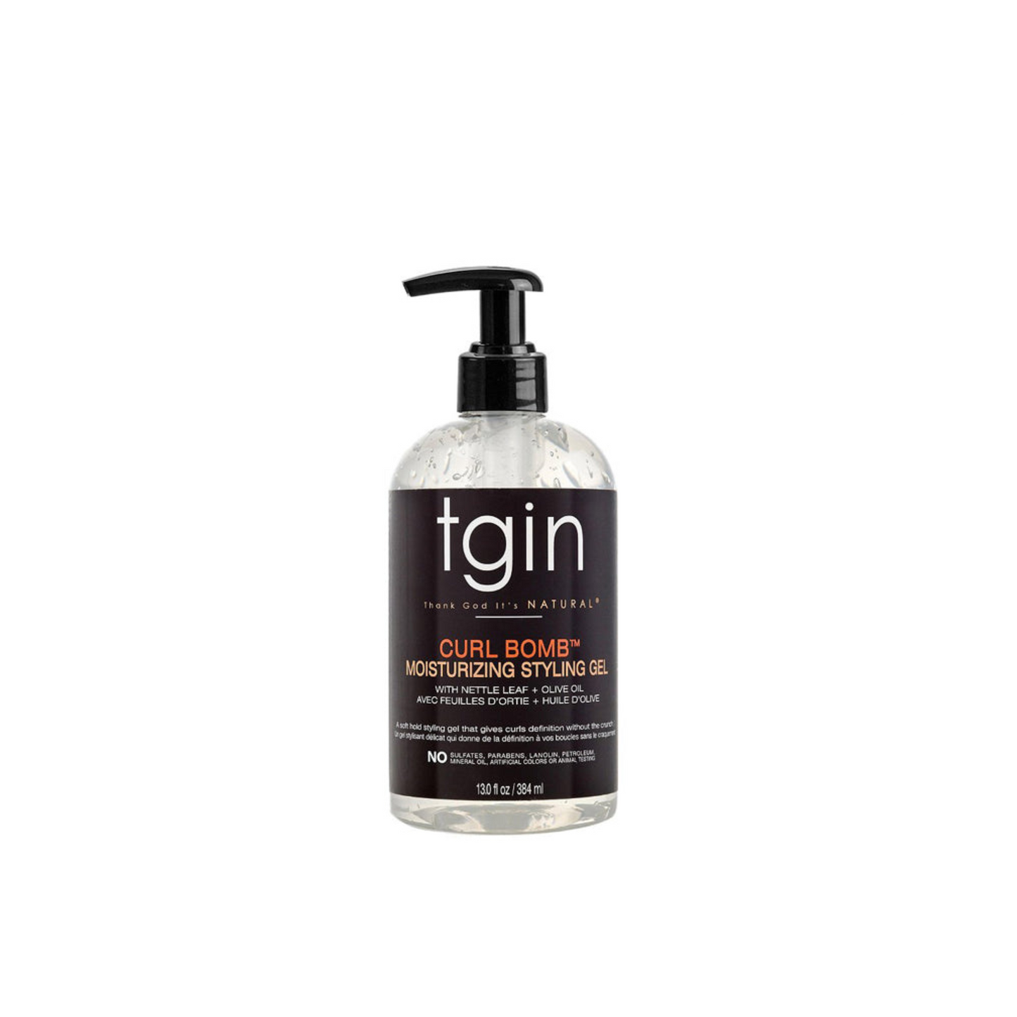 TGIN Curl Bomb Styling Gel – A lightweight, moisturizing styling gel infused with olive oil and nettle leaf for defined, frizz-free curls with a soft hold.