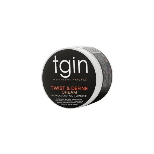 TGIN Twist & Define Cream – A moisturizing styling cream infused with coconut oil and shea butter to define curls and provide soft, frizz-free hold for twist-outs and braid-outs.
