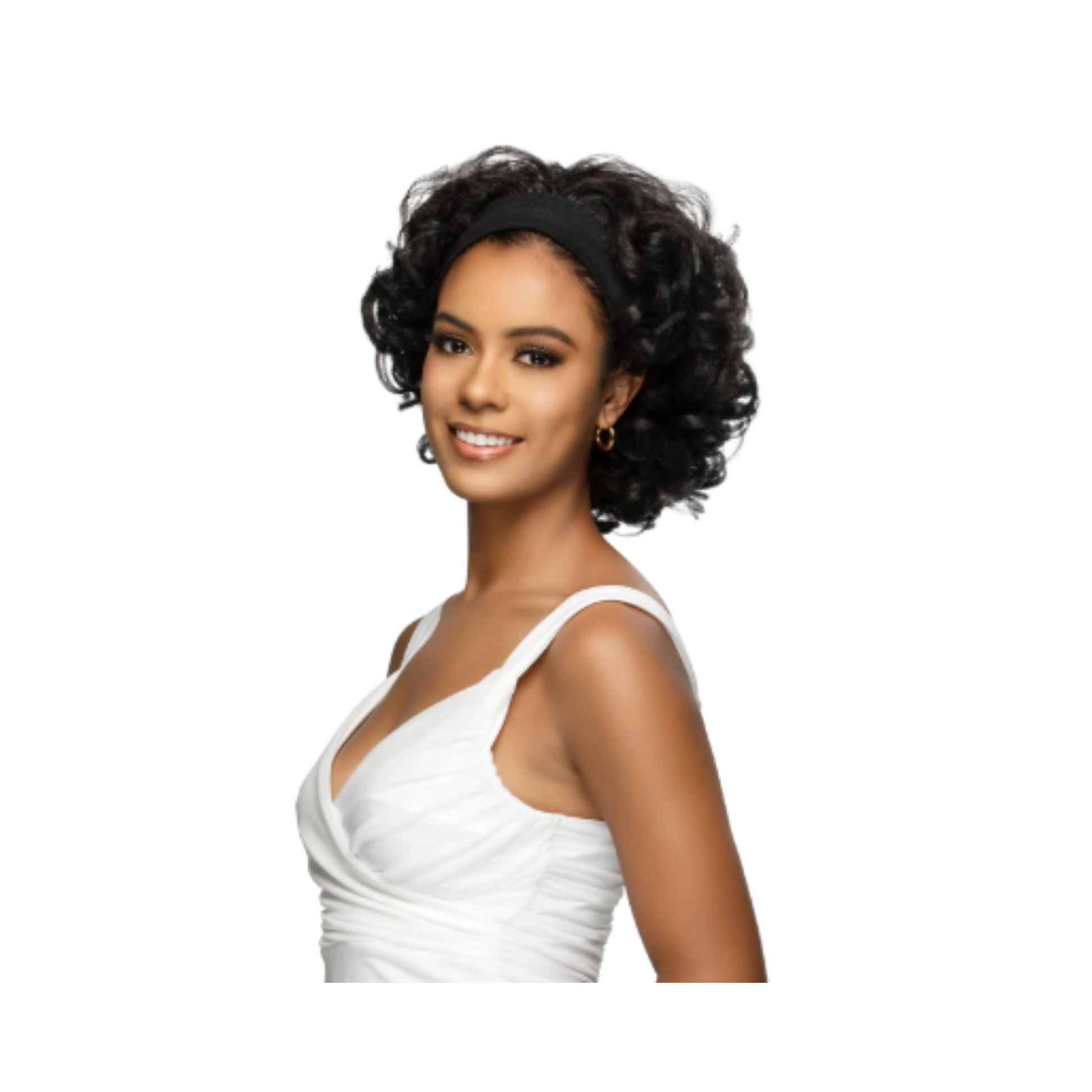 Vivica A. Fox Wig Collection HW-113 12 inch body curl 3-in-1 half wig with drawstring cap and headband