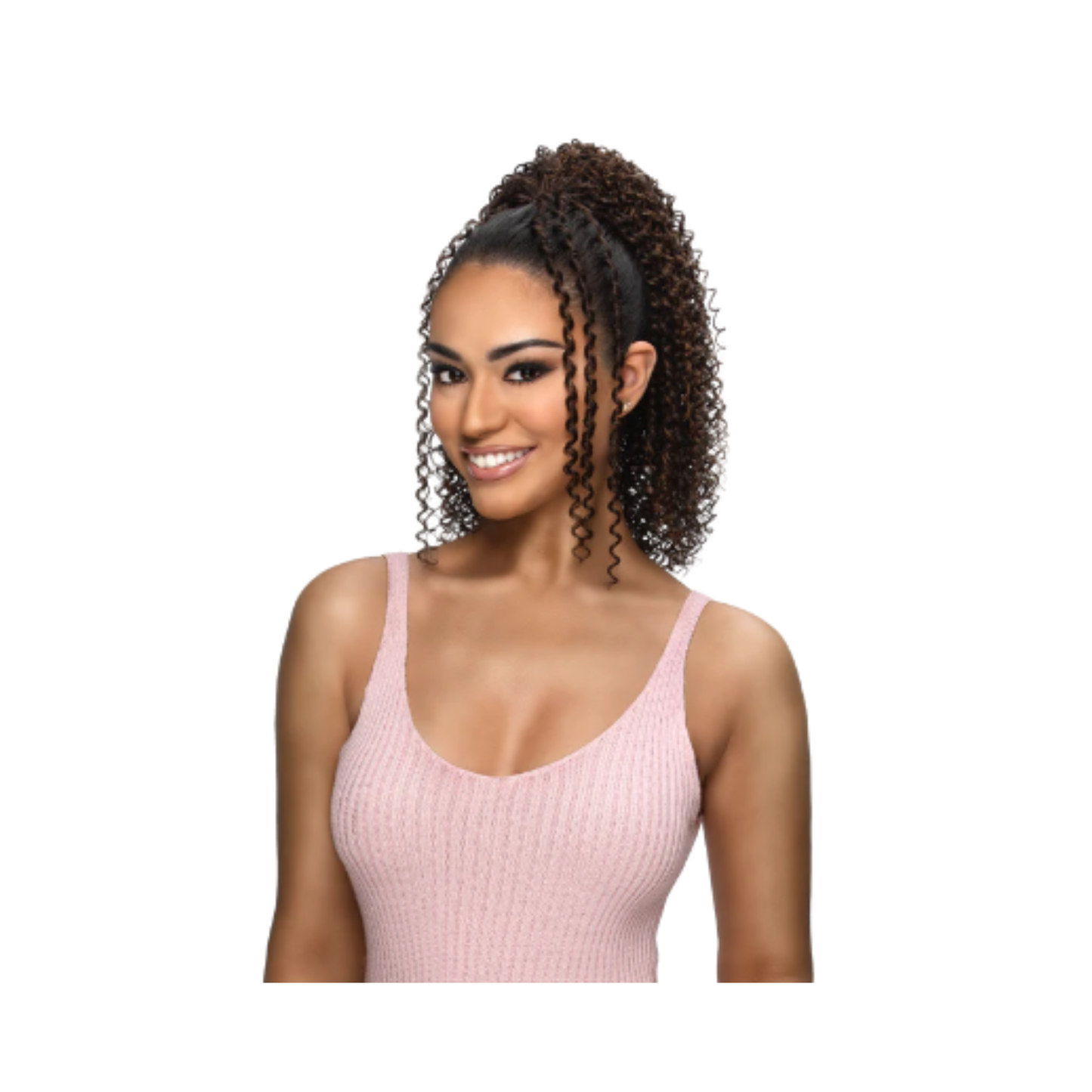 Vivica A. Fox Pocket Bun Collection PB-CORI 14 inch Cork Screw curl drawstring ponytail with tendril accents