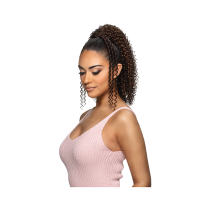 Vivica A. Fox Pocket Bun Collection PB-CORI 14 inch Cork Screw curl drawstring ponytail with tendril accents