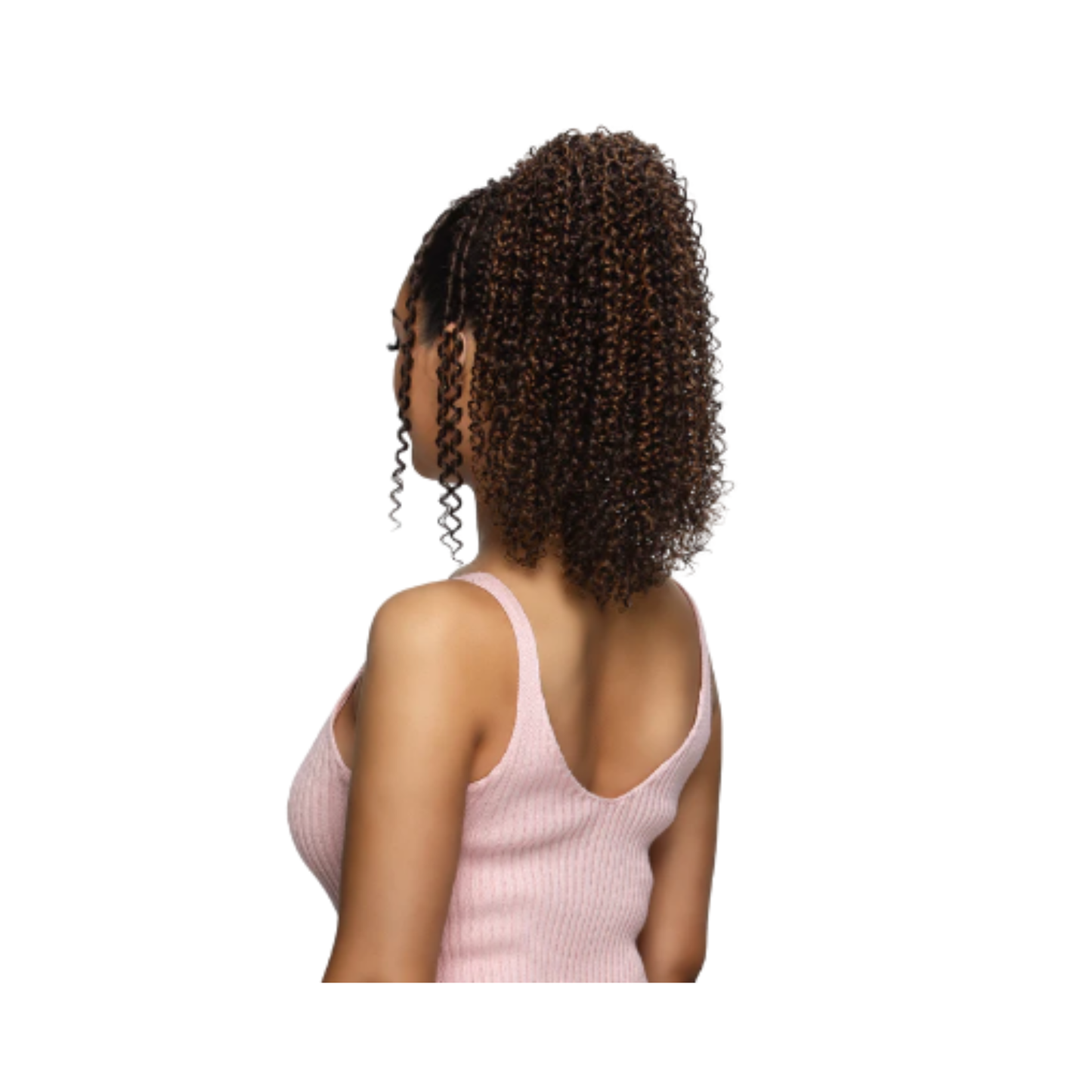 Vivica A. Fox Pocket Bun Collection PB-CORI 14 inch Cork Screw curl drawstring ponytail with tendril accents