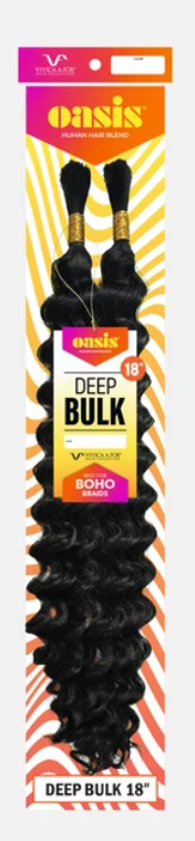 Vivica Fox Oasis Deep Bulk 18" human hair blend in light yaki texture, 2 bundles for boho braids